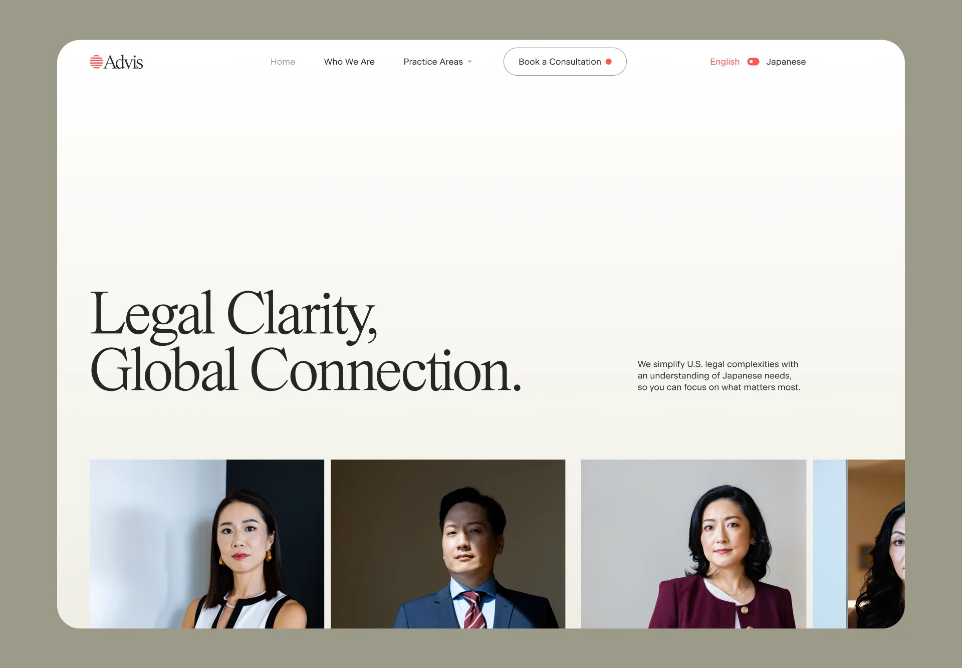 Advis brand identity — warm, simple visual system for the business-advisory firm