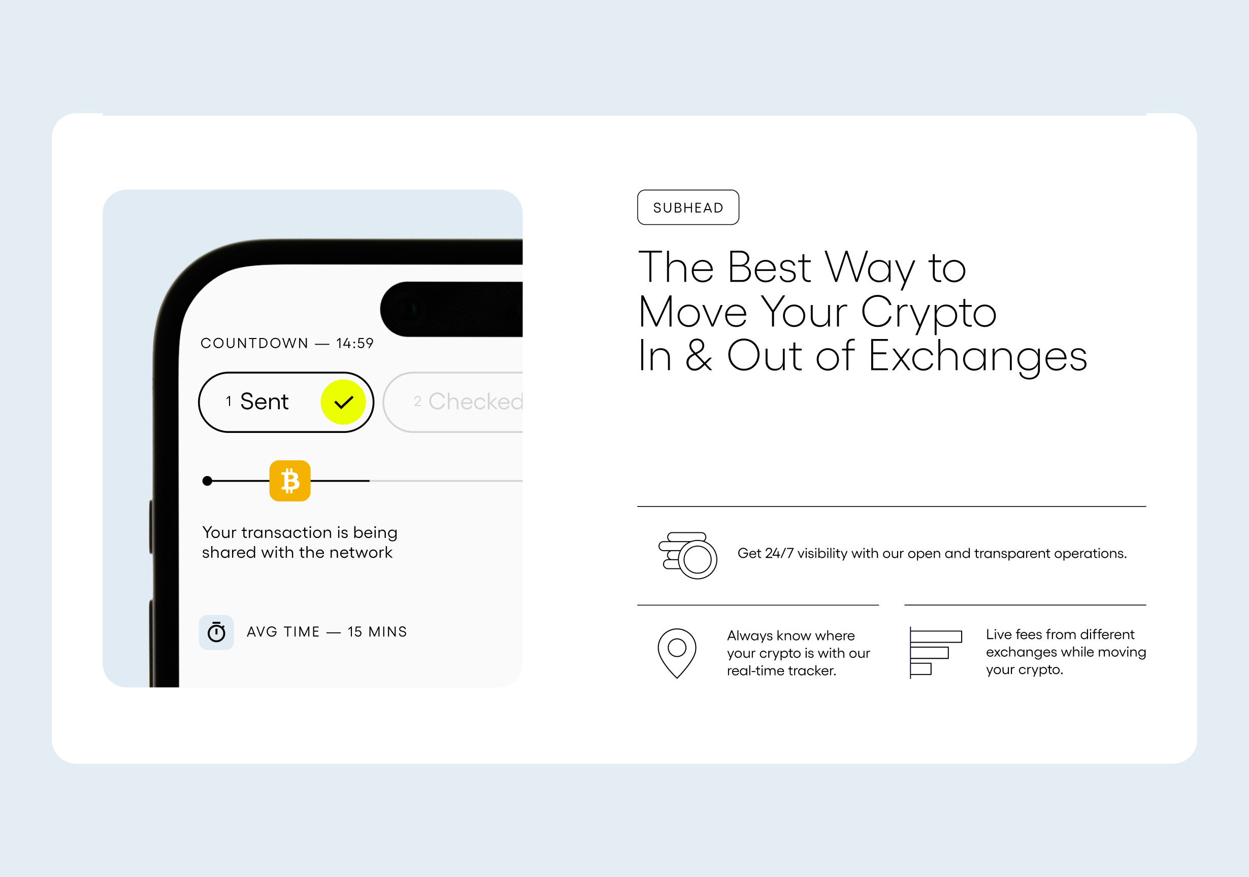 EQX app screens emphasising trust and transparency in crypto trading