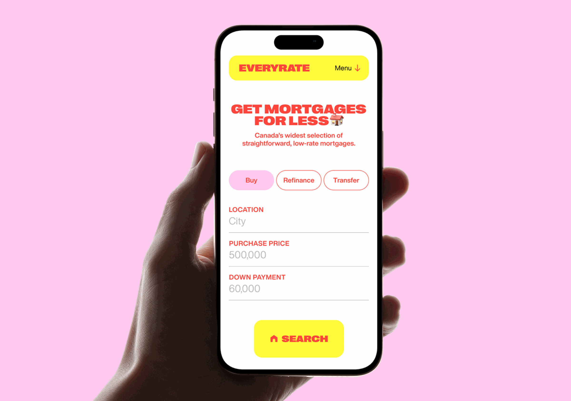 Everyrate platform screens for comparing lenders' rates