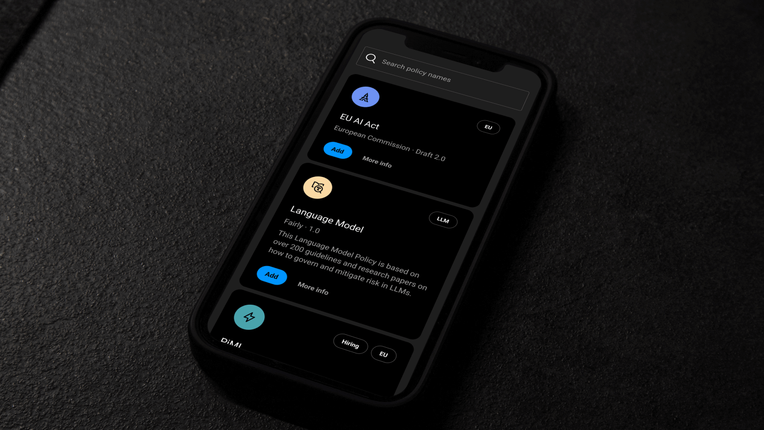 FairlyAI product UI enabling executives and policy experts to collaborate