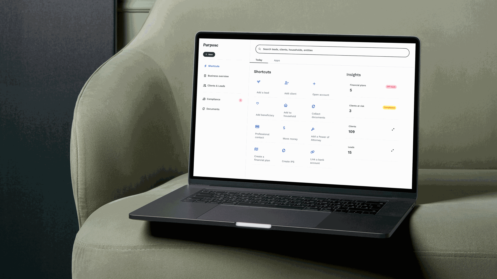 Purpose Investments web-app overview for the asset manager