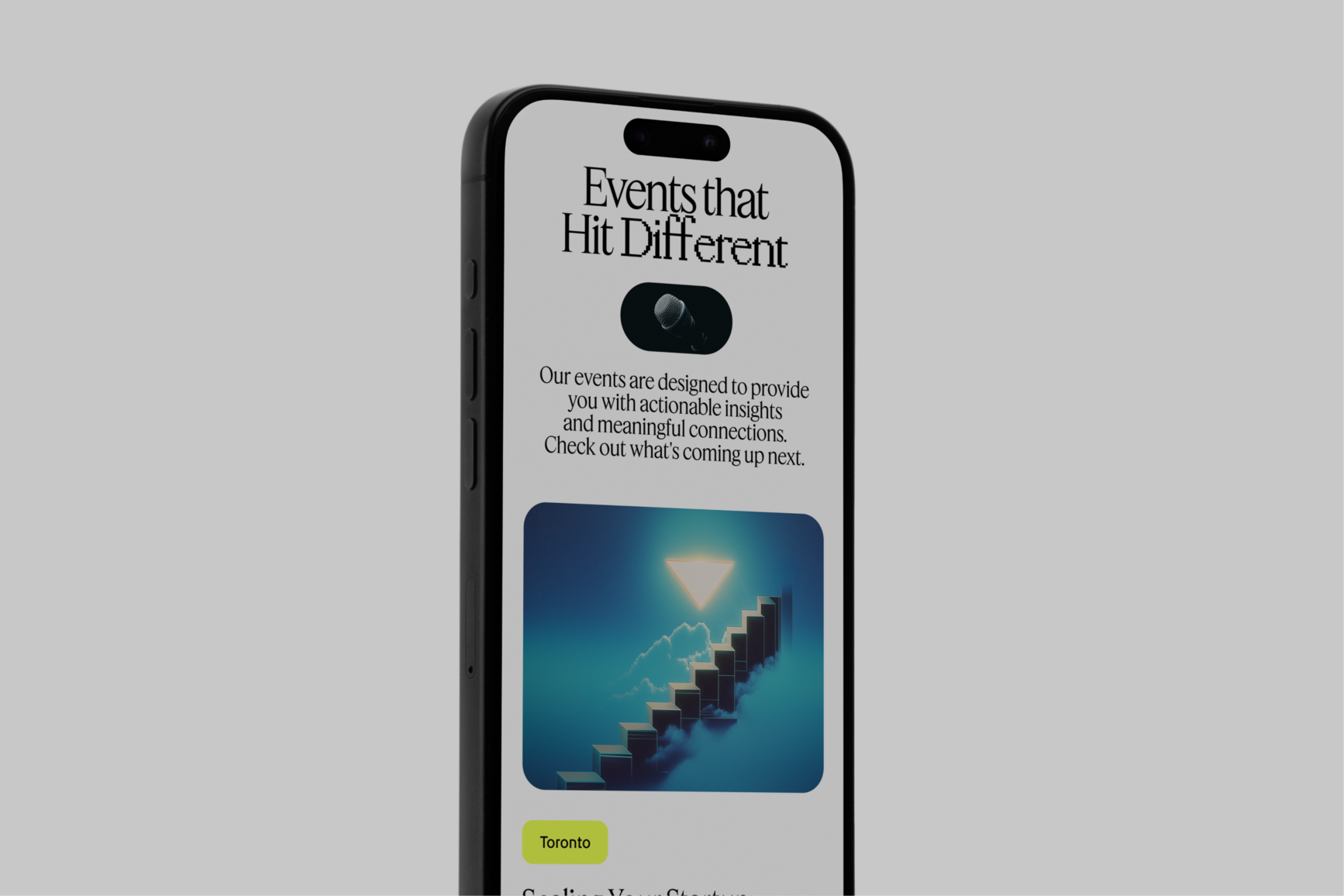 TechTO website on mobile showing the 'Events that Hit Different' section