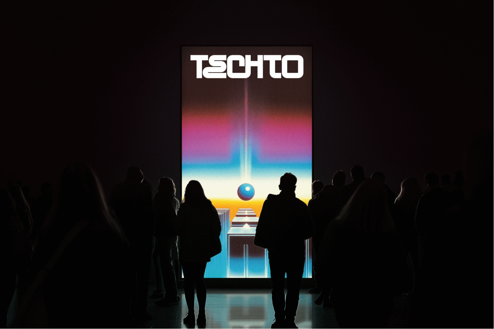 TechTO branding on a large illuminated screen at an event, with attendees silhouetted in front